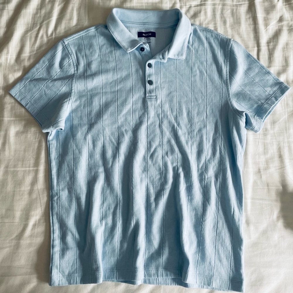Alfani Men's Short Sleeve Knit Stretch Polo in Blue